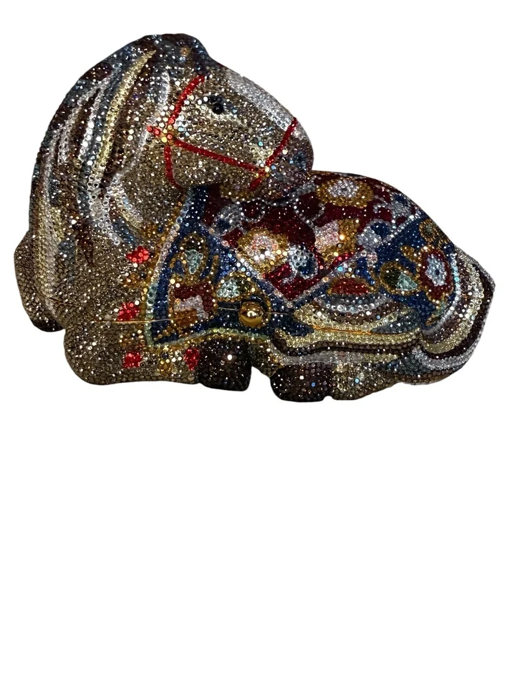 Judith Leiber Crystal Horse Clutch Minaudière Swarovski Evening Bag